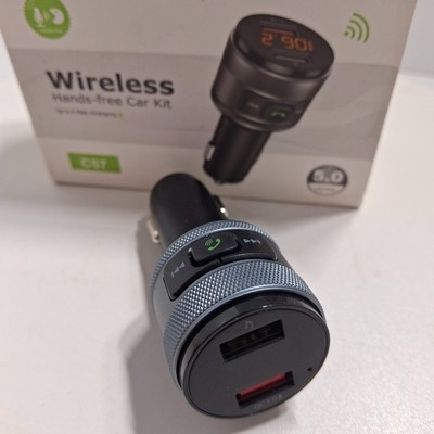 C57 Bluetooth Car Kit Wireless Hands Free FM Transmitter QC3.0 Charger New OB