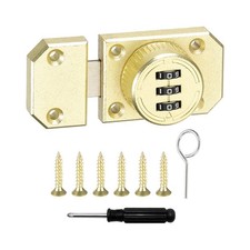 Combination Cabinet Latch Metal Keyless Drawer Lock, Gold