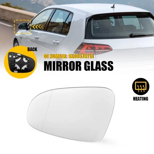 Left Driver Side Mirror Glass Heated for Volkswagen Golf GTI Sportline 2011-2012