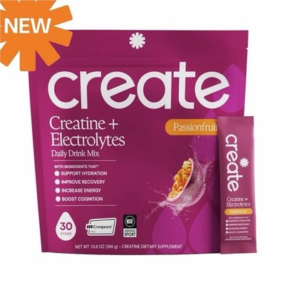 create Creatine + Electrolytes NSF Sport Passionfruit 30 Sticks 10.8 oz