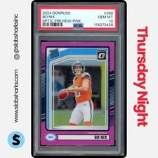 2024 PANINI DONRUSS #369 BO NIX OPTIC RATED ROOKIE PREVIEW PINK PSA 10
