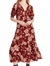 Steve Madden BB Dakota red floral neck midi dress size M