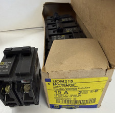 Square D Homeline HOM215 2 Pole 15 Amp 120 240V Type HOM Plug In Circuit Breaker
