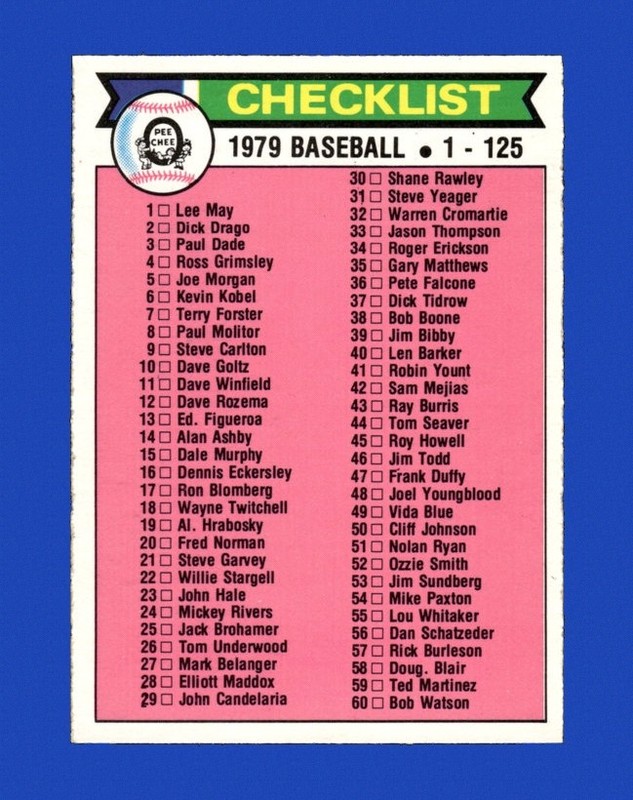 1979 O-Pee-Chee Set-Break #121 Checklist 1-125 NM-MT OR BETTER *GMCARDS*