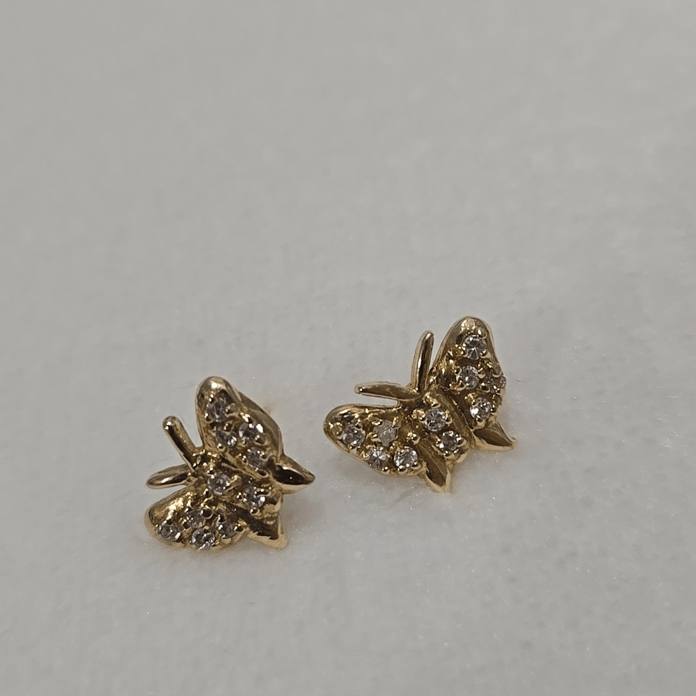 14k Solid Gold Butterfly Stud Earrings - image 6