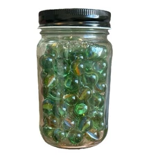 Lot of Marbles Cats Eye Transparent Swirls Green Speckled