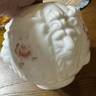Vintage GONE With THE WIND Kerosene Oil Lamp Globe Shade Milk Glass Lion