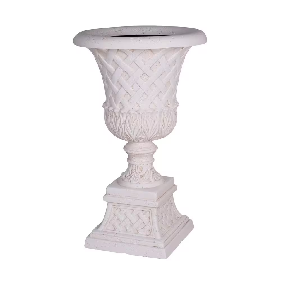 26.5 In. H. Light Aged White Cast Stone Fiberglass Lattice Urn and ...