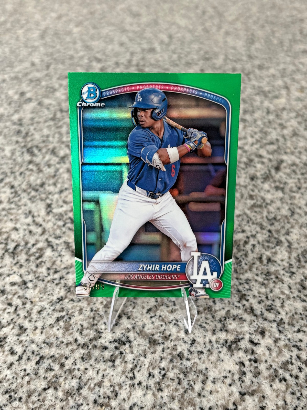 2025 Bowman Chrome Zyhir Hope #BCP-2 True Green Refractor /99 LA Dodgers
