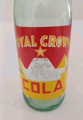 Vintage Royal Crown RC Cola 12 Oz Glass Bottle Red & Yellow Vtg