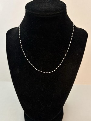 14K massive WG Weißgold Spiegel Gliederkette Halskette Halsband 16'' funkelnd