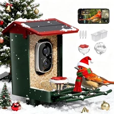 Smart Bird Feeder Camera Solar Powered 2K HD Video AI Bird Species Identi