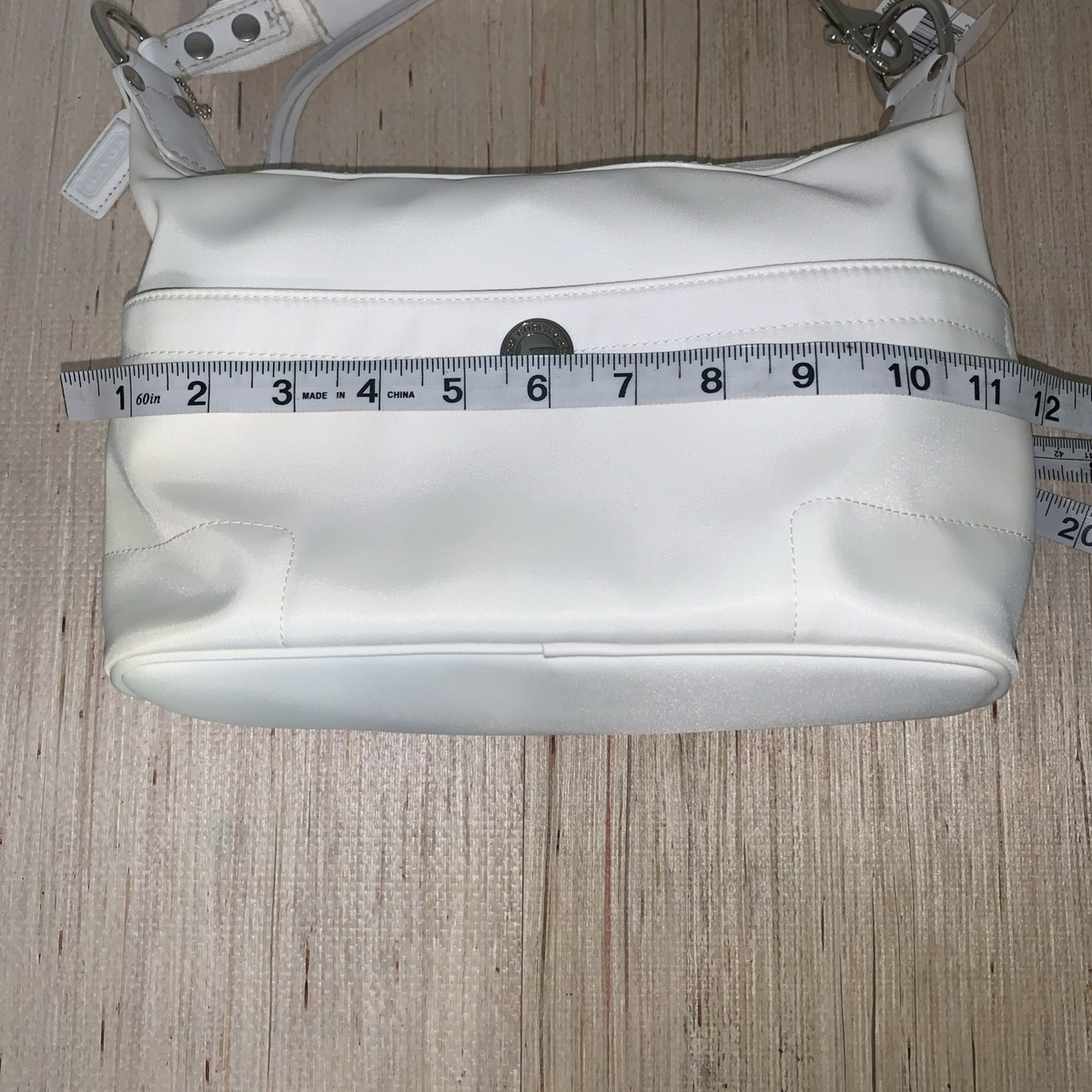 Coach Hampton Hobo Optic White Nylon Shoulder Bag Purse Medium