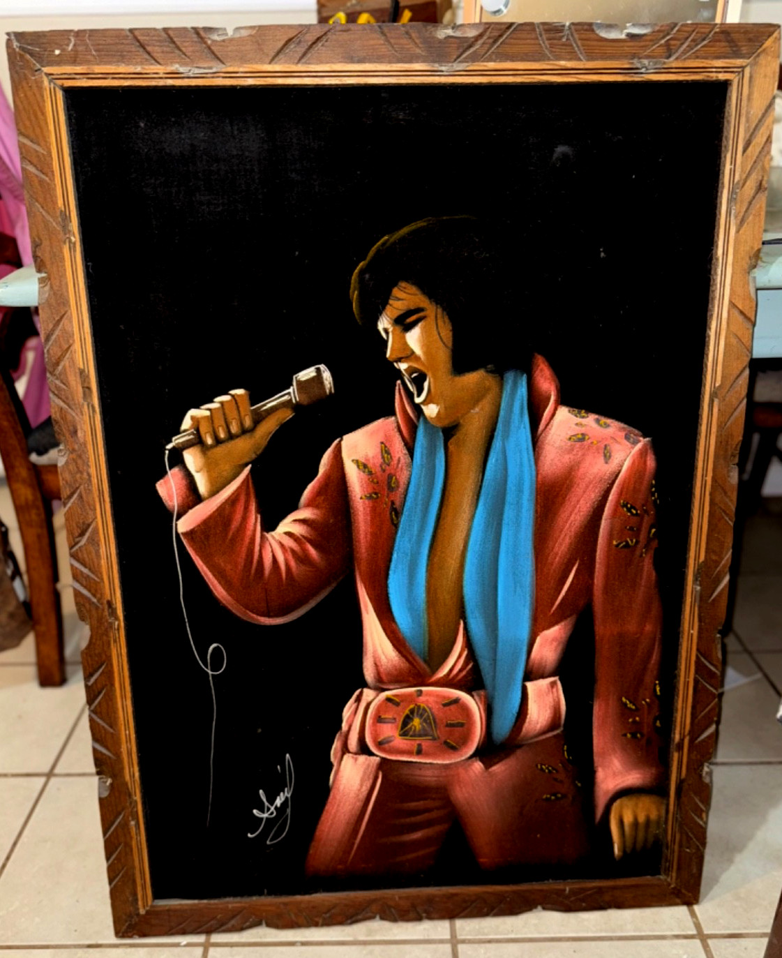 Big, Bold, & Beautiful Artist-Signed Velvet Elvis – Local Pickup Only