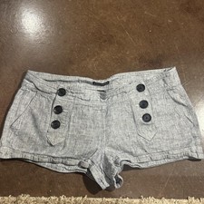 Express Gray Linen Blend Button Front Shorts ...