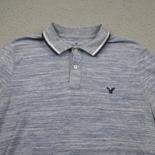 American Eagle Polo Shirt Mens Medium Blue Short Sleeve Flex Preppy