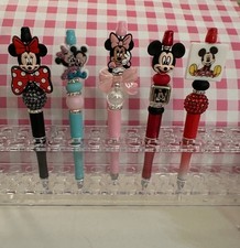 Set 5 Adorable Mini And Mickey Mouse Beaded Pens Handmade 5 Free Refills