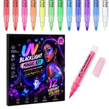 12 Color UV Light Face  Body Paint Pens, Fluorescent Halloween Makeup Pen