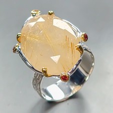Vintage ring Natural Rutilated Quartz Ring 925 Sterling Silver Size 8 /R450583