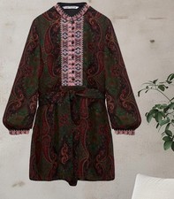 NWTZARA JACQUARD RIBBON SHORT DRESS WITH LONG SLEEVES