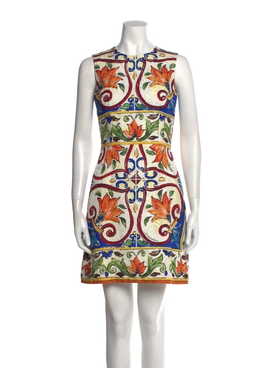 RARE Dolce & Gabbana Majolica Floral Print Brocade Silk