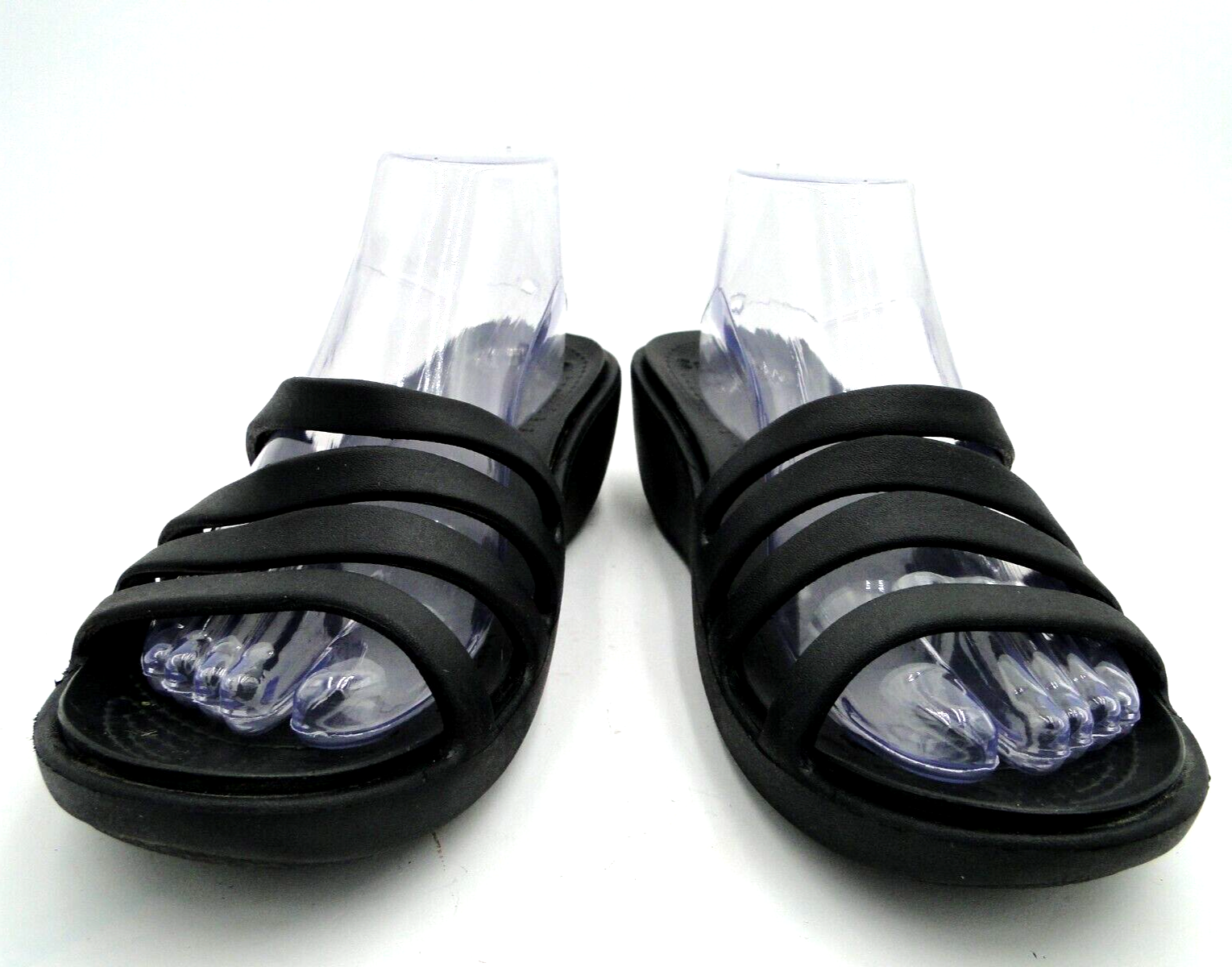 Crocs Rhonda Black Wedge Sandals Size 10 Strappy Slides Open Toe 14706-image