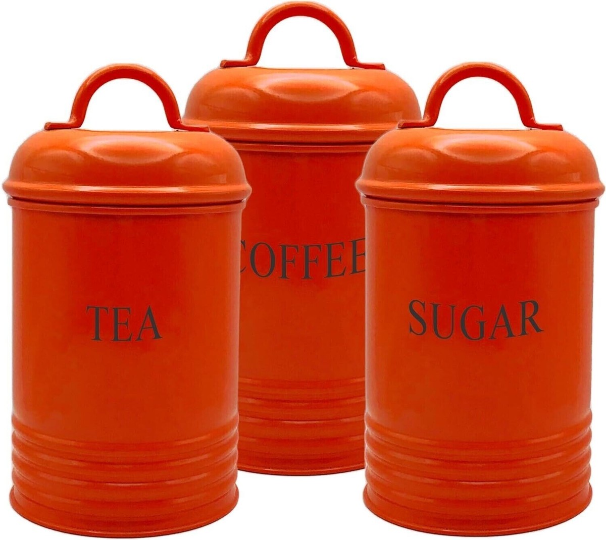 3Pc Airtight Tea Coffee Sugar Canister Set Steel Storage Caddy Pot