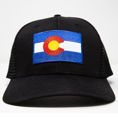 Colorado Flag Adjustable Hat Trucker Cap Baseball Snapback (All Black) - Picture 4 of 6