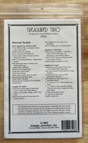 Treasured Trio Seasonal Decor Pattern By June Wildash Decker For Indygo Junction - Picture 2 of 2