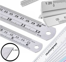 Double Side Metal Ruler Stainless Steel- 30cm-20cm-15cm 12"/ 8"/6"