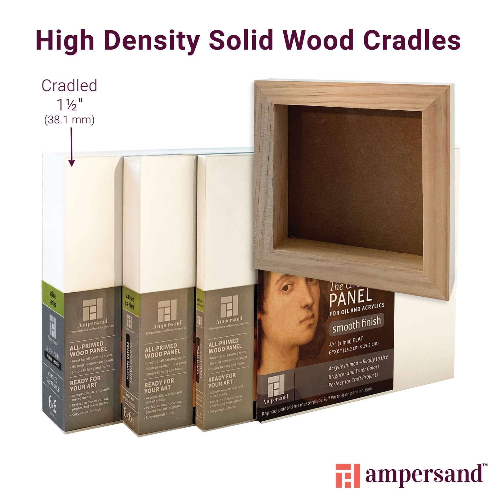 Wood Gesso Artist Painting Panel Primed Smooth 12" x 16" 1-1/2" Cradled Profile