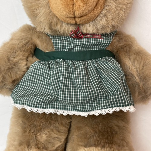 24" VINTAGE 1998 JCPENNY Brown Teddy Bear w/ Green Apron Holiday Plush Large - Picture 4 of 9