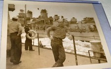 Rare Vintage American World War 2 Navy Sailor on Ship WWII USN Snapshot Photo 