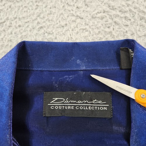 Damante Couture Collection Shirt Mens Medium Blue Shiny Retro Disco 90s Loop - Picture 4 of 10