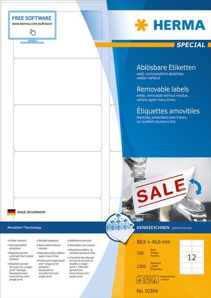 Herma Universal-Etiketten Special, 88,9 X 46,6 Mm, Weiá-image