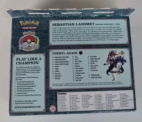 Cheryl Again Pokemon TCG 2022 Pokemon World Championships Deck Sebastian Lashmet - Picture 4 of 6