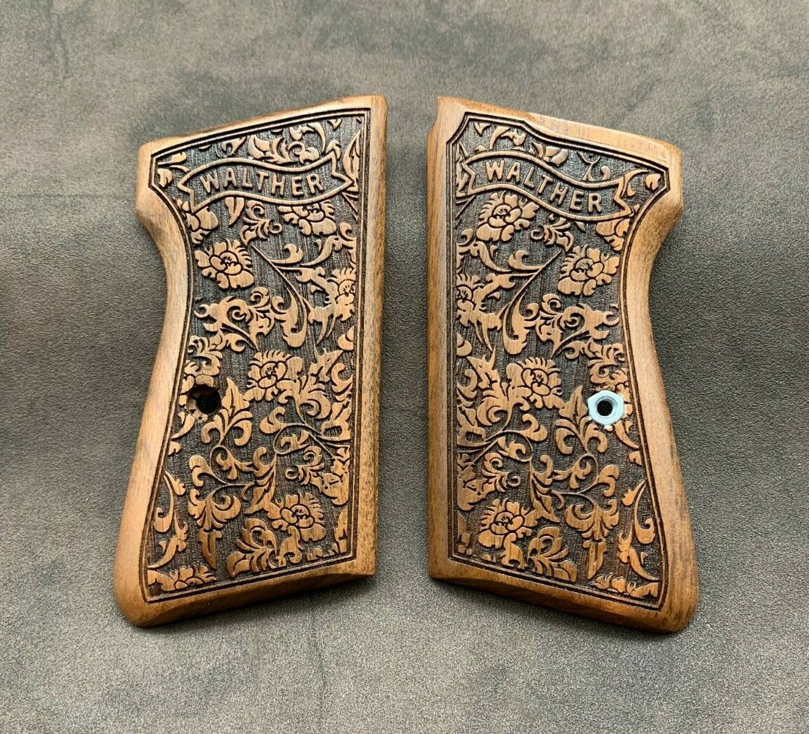Walther PPK/S Turkish Walnut Wood Grips for ARKANSAS MODEL. Floral