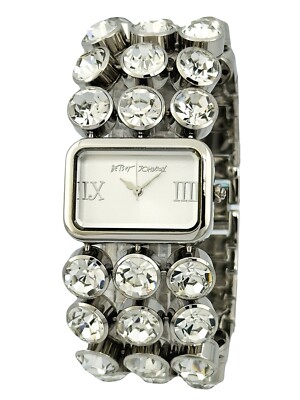 Betsey Johnson Silver jeweled watch Betsey Johnson Silver Crystal Rhinestone Watch Round Silver  main image 3