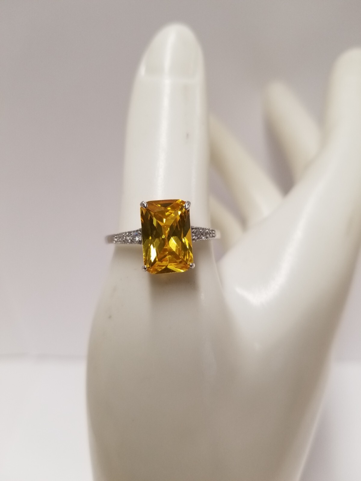 Rectangular Cushion Cut Citrine White Zircon Ster… - image 1