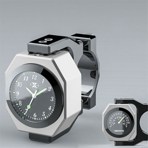 2In1 Motorcycle Modified Luminous Clock Time+Temperature Gauge Waterproof Alloy - Picture 2 of 12