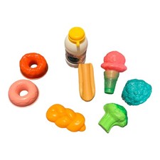 Vintage Toy Pretend Play Food Replacement Parts Hot Dog Bun Bread Milk Broccoli