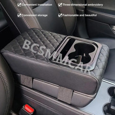 Funda Cojín Apoyabrazos Coche Consola Central Caja Almohadilla Impermeable Negro con 2 Portavasos