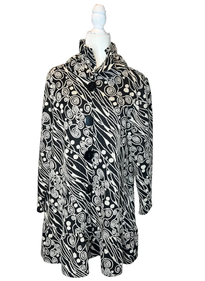 MOONLIGHT BUTTON FRONT SWEATER JACKET IN BLACK/ T… - image 2