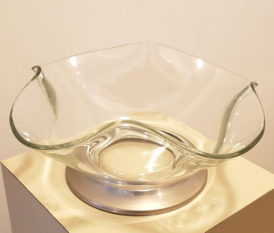 Vintage Studio Silver Smiths Art Deco Centerpiece Bowl w/ Silverplate Base