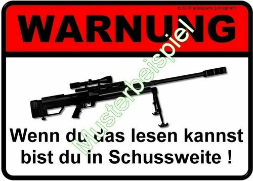 DINA5 Schild Freche Sprüche Motiv 2 Revolver Pistole Munition