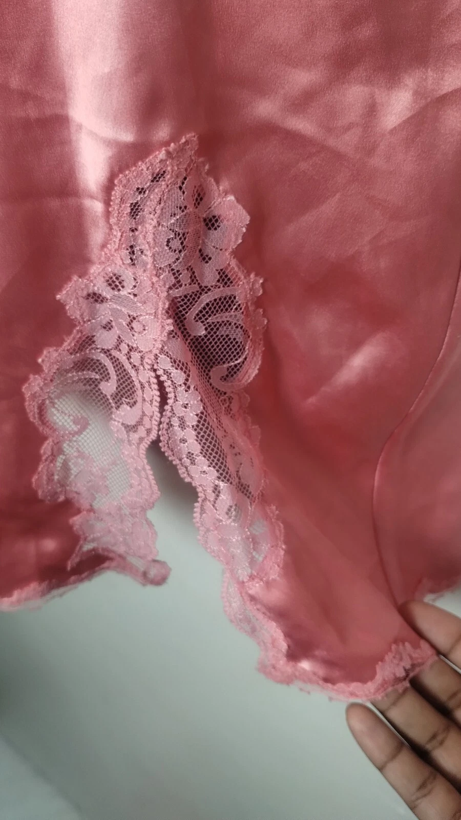 UNDERCOVER Abito Victoria's Secret rosa pizzo orlo raso slip camicia piccolo spacco laterale Y2K