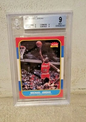 86 Fleer Basketball 57 Michael Jordan Rookie Card RC Graded Bulls