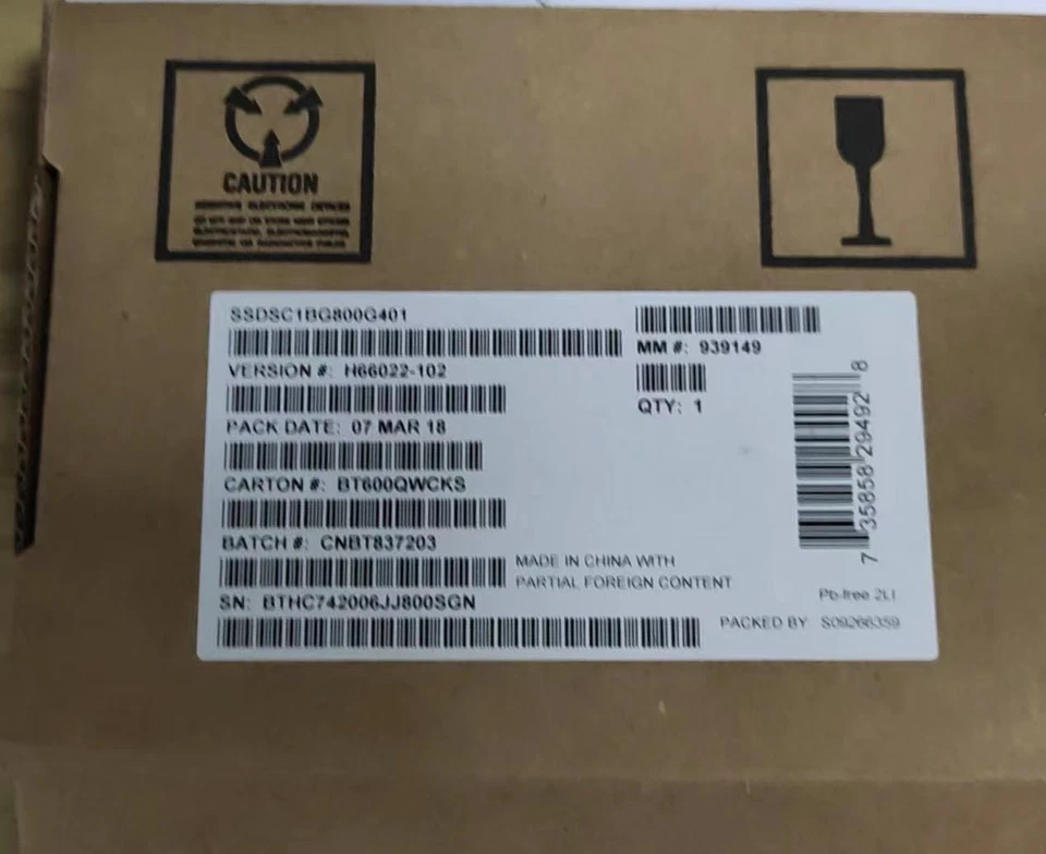 3.3V SATA Drive State 800GB 800G Solid Series Intel SSD SSDSC1BG800G4R 1.8"S3610 - Image 3 of 4