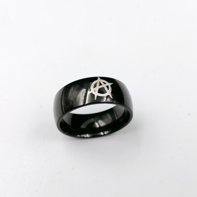 Anarchy ring stainless steel Black ring US8# 9# 10# 11# 12
