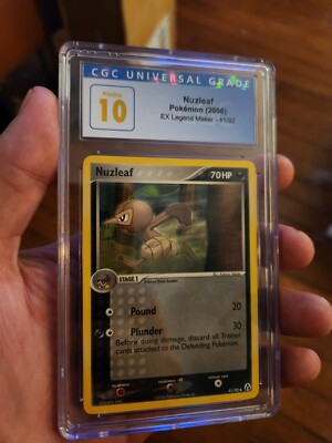 pokemon nuzleaf card (POP 6) CGC 10 PRISTINE Pokémon 2006 Nuzleaf EX Legend Maker 41/92 Card
